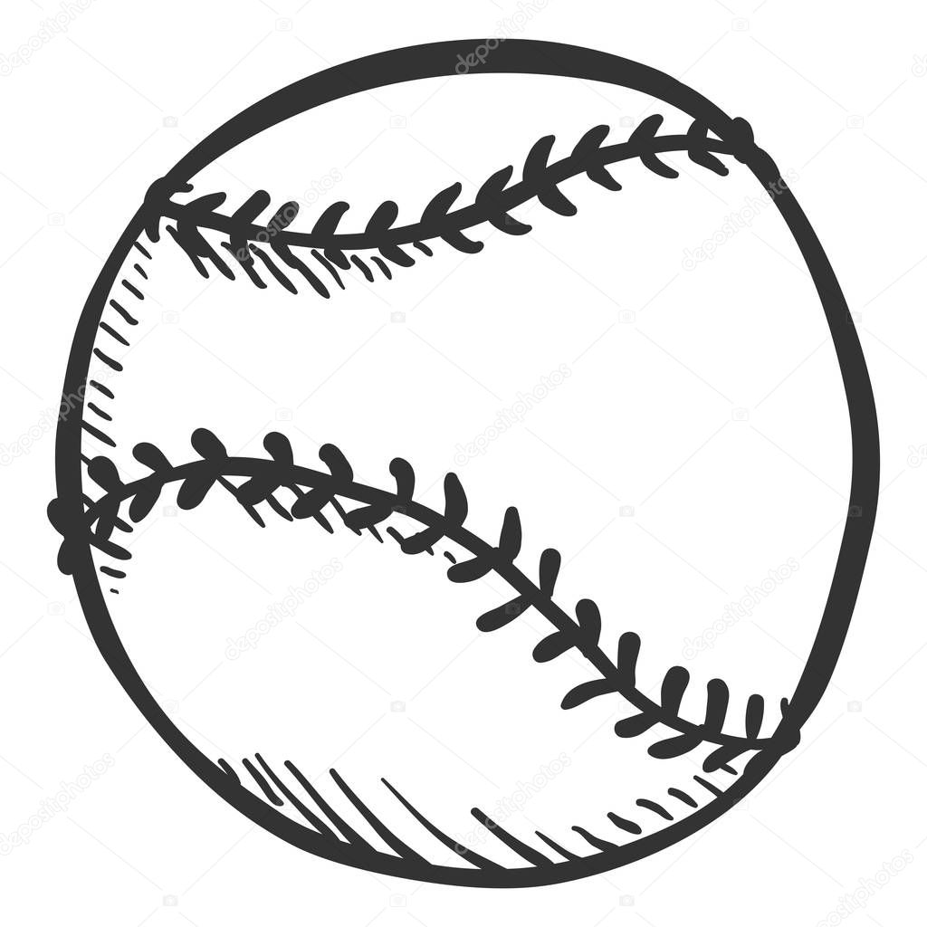 Pencil Sketch Ball for Baseball, vector illustration