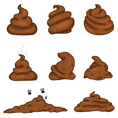 Vector Set of Cartoon Brown Poop. Shit Variations. clipart