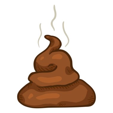 Vector Cartoon Brown Poop. Comics Style Drawn Piece of Shit. clipart