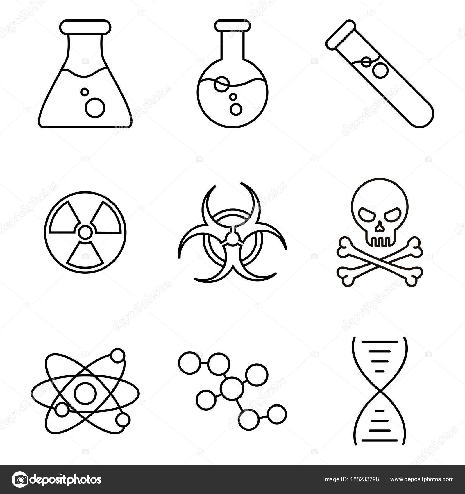 Conjunto Vetorial Ícones Químicos Físicos Educação Ciência Sinais Vetor de  ©nikiteev 188233798, image size:1600x1700