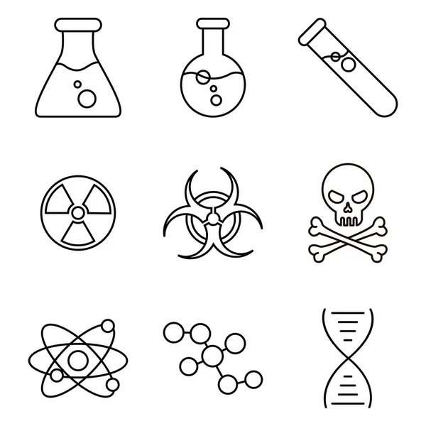 Ensemble Vectoriel Icônes Chimiques Physiques Enseignement Signes Scientifiques — Image vectorielle