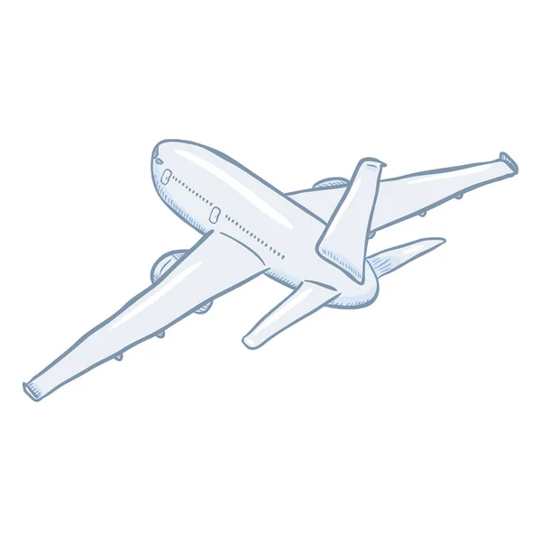 Vektör Çizgi Film Beyaz Yolcu Uçağı Ticari Havacılık Uçak Arkadan — Stok Vektör