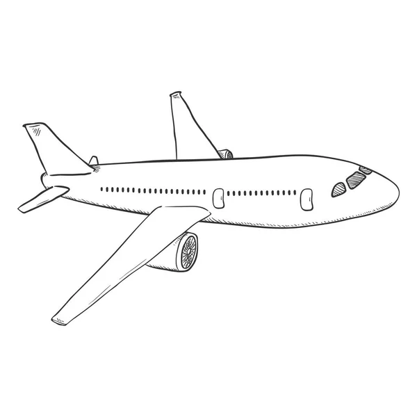 Вектор Ескіз Пасажирського Літака Комерційної Авіації Літаками Вид Збоку — стоковий вектор