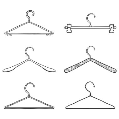 Set of sketch shoulder hangers for clothing clipart