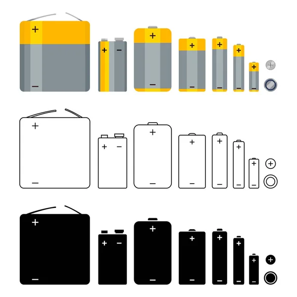 Set van batterijpictogrammen — Stockvector