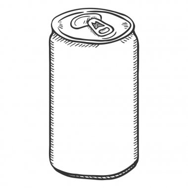 İzole edilmiş Beyaz Arkaplan Üzerine Vektör Tek Çizim Boş Bira Kutusu