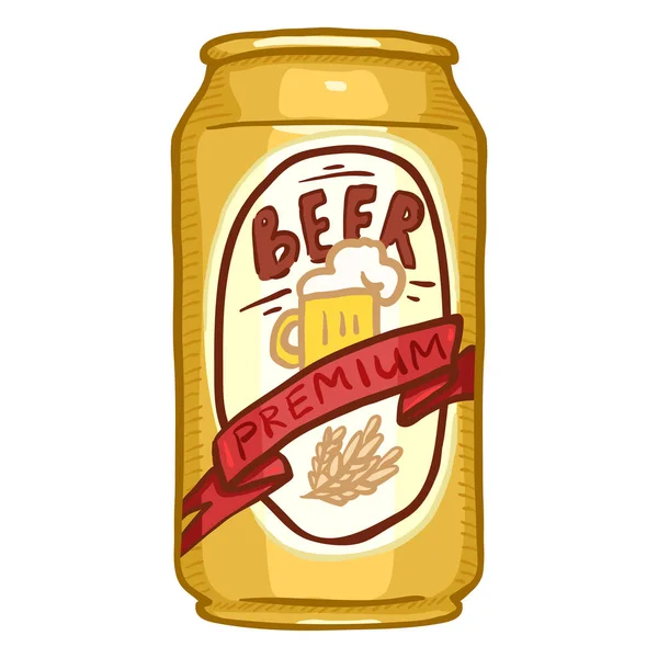 Vektor Kreslené Zlaté Hliníkové Konzervy Premiového Piva — Stockový vektor