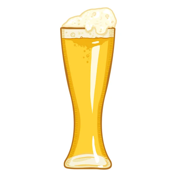 Vektor Cartoon Glas Helles Bier Mit Schaum — Stockvektor