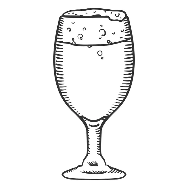 Vector Solo Boceto Vaso Cerveza Con Espuma — Archivo Imágenes Vectoriales