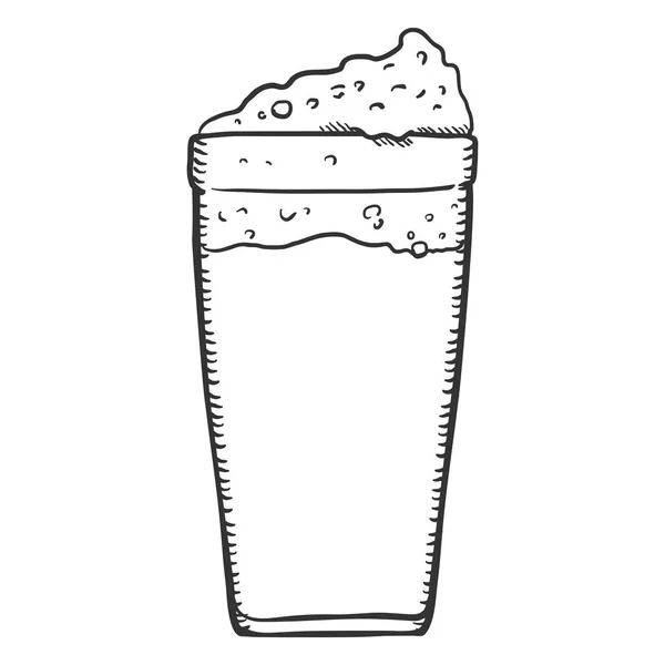 Vektor Einzelskizze Glas Bier Mit Schaum — Stockvektor
