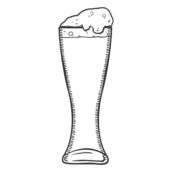 Vidro Desenho Único Vetorial Cerveja Com Espuma — Vetor de Stock