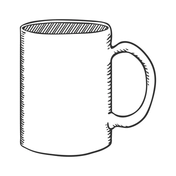 Vector Outline Sketch Illustration Classic Tea Mug — Stock Vector
