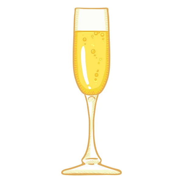 Illustration Vectorielle Bande Dessinée Long Verre Champagne — Image vectorielle