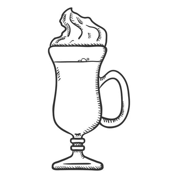 Skiss Vektorillustration Stort Glas Irish Cream — Stock vektor