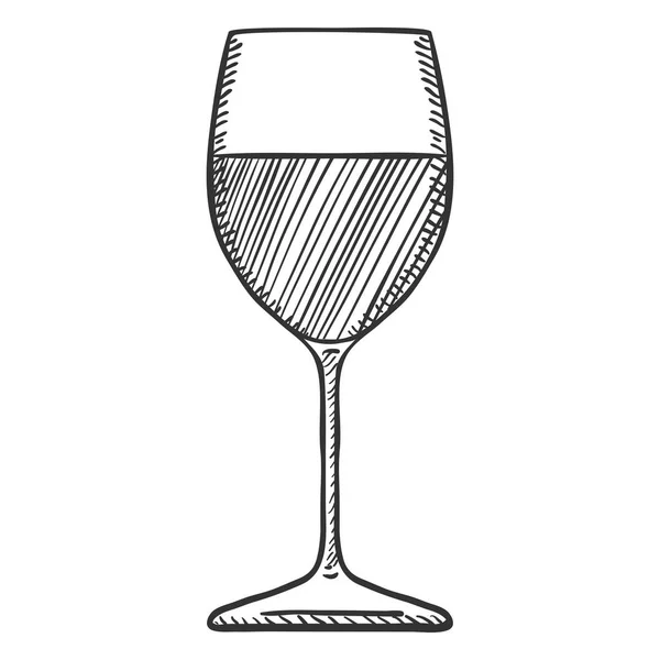 Illustration Vectorielle Croquis Verre Classique Avec Vin — Image vectorielle