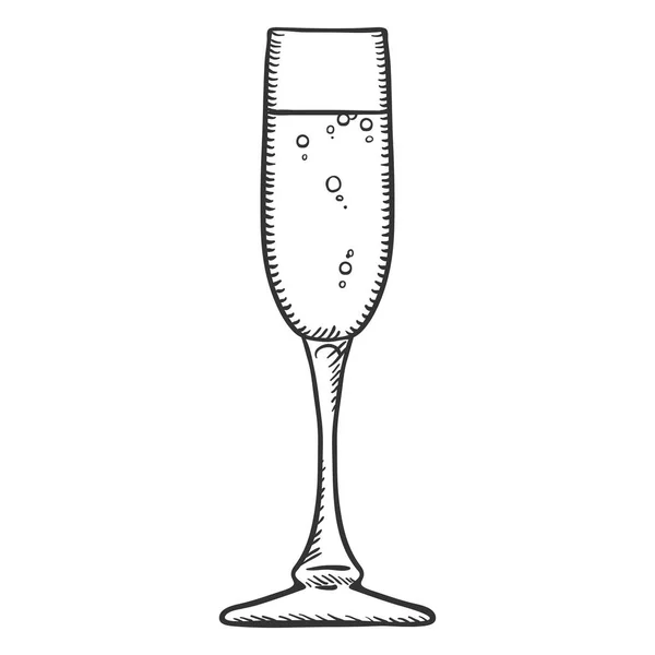 Vektorskizze Illustration Eleganz Glas Mit Champagner — Stockvektor