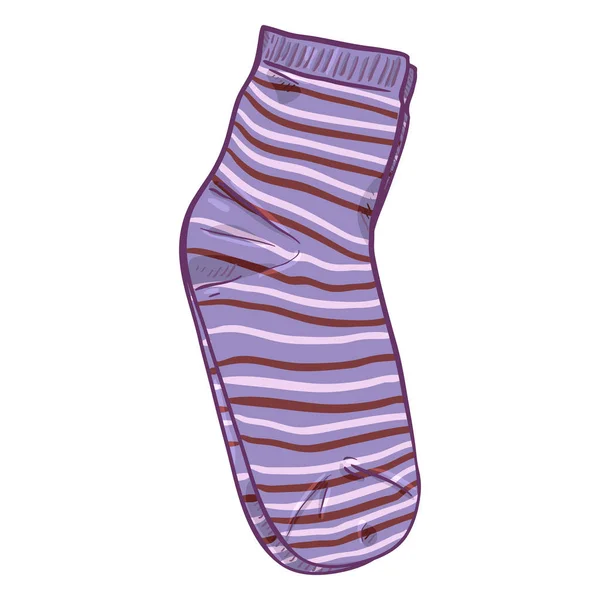 Pruhovaný Fialový Vtipné Ponožky Vektorové Ilustrace Kreslené — Stockový vektor