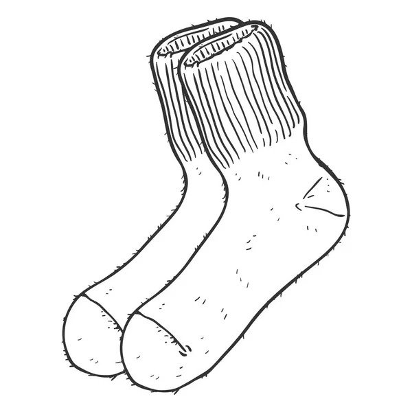 Eski Yün Çorap Vektör Anahat Kroki Çizim — Stok Vektör