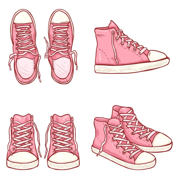 Vektorová sada karikatur High Pink Gumshoes — Stockový vektor