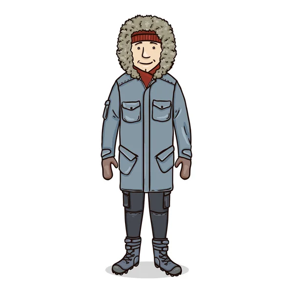 Dessin animé vectoriel Jeune homme en tenue d'hiver — Image vectorielle