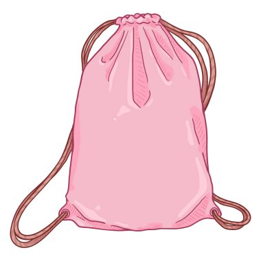 Vector Cartoon Pink Drawstring Bag. Textile clipart