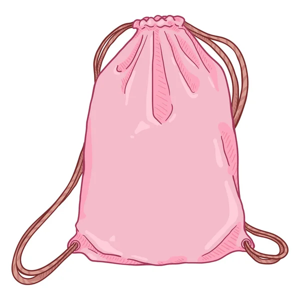 Vektorová karikatura Pink Drawstring Bag. Textilní — Stockový vektor