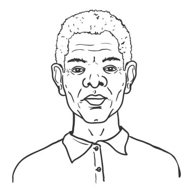 Vektör Ana Hattı Avatar - Yaşlı Afro Amerikalı Adam. Erkek Karakter Portresi.