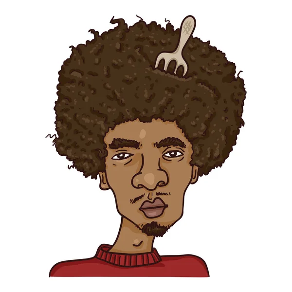 Vector Cartoon Avatar - African American Man with Afro Hairstyle. — ストックベクタ