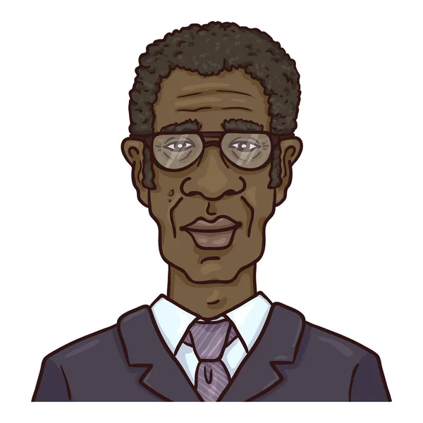 Vector Cartoon Avatar - Afro American Man in Office Siuit and Necktie. — стоковий вектор