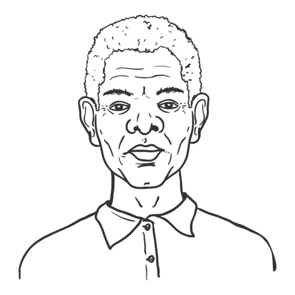 Vector Outline Avatar - Homem Afro-Americano Velho. Retrato de Personagem Masculino . — Vetor de Stock