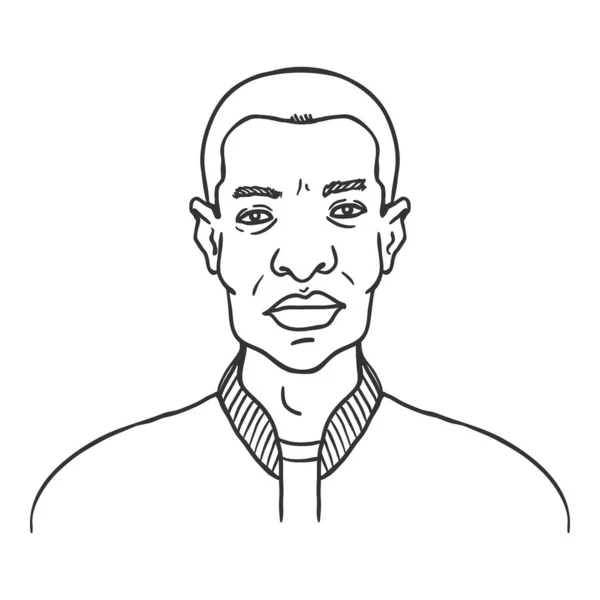 Vector Outline Avatar Pemuda Afro American Man in Baseball Jacket . - Stok Vektor