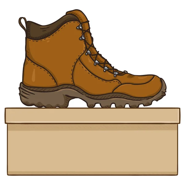 Botas de senderismo de dibujos animados vectoriales con caja de zapatos — Vector de stock