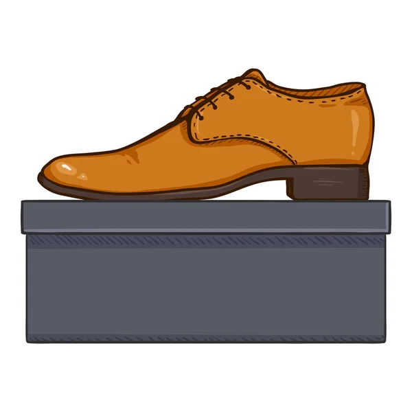 Vektorové kreslené hnědé kožené pánské boty s botníkem — Stockový vektor