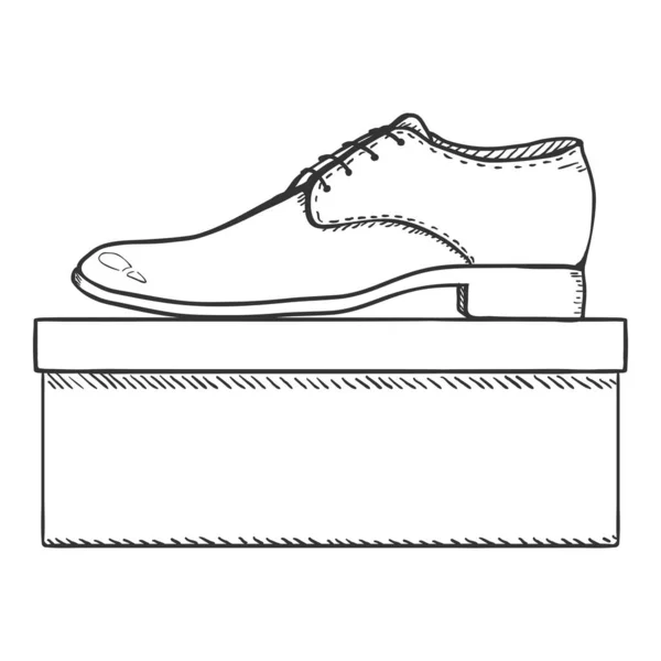 Vektor-Skizze Herrenschuhe mit Schuhkarton — Stockvektor