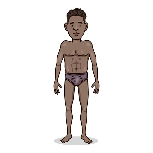 Vector Cartoon Afroamerican Man in Purple Underpants — 스톡 벡터