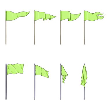 Bayrak direğindeki Çizgi film Bayrakları Vektör Kümesi