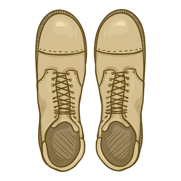 Bottes Vector Cartoon Beige Army. Chaussures militaires hautes couleurs sable . — Image vectorielle