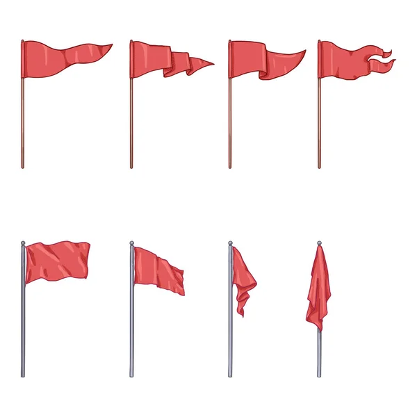 Vector Set of Cartoon Flags on Flagpoles — 스톡 벡터
