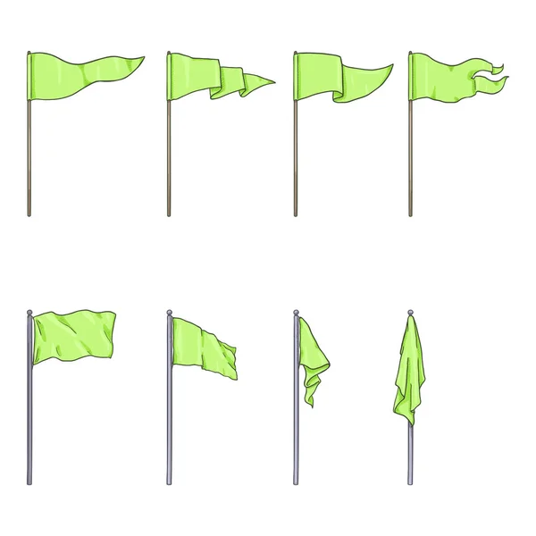 Vektor-Set von Cartoon-Flaggen auf Fahnenmasten — Stockvektor