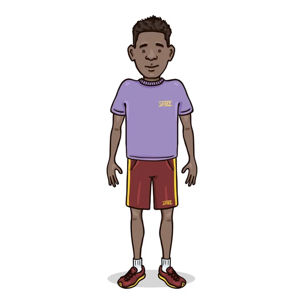 Caractère vectoriel de bande dessinée - Homme afro-américain en tenue de sport — Image vectorielle