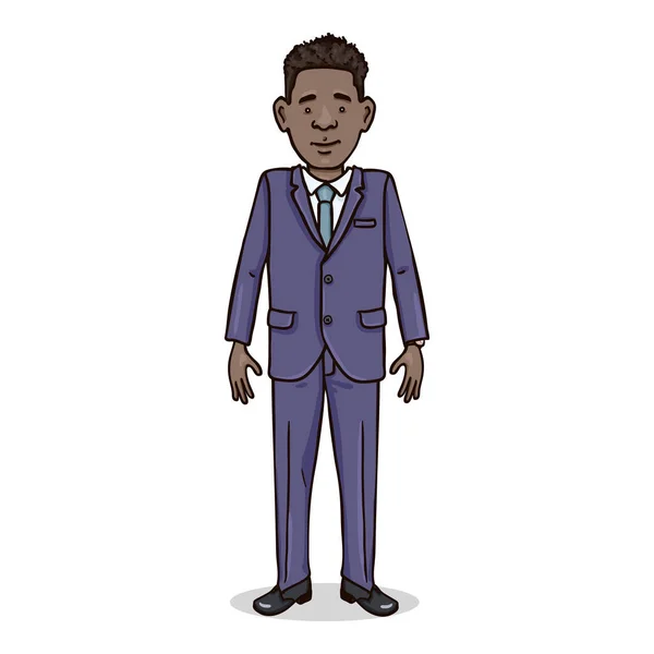 Vector Cartoon Character - Jonge Afro-Amerikaanse Man in Business Suit — Stockvector