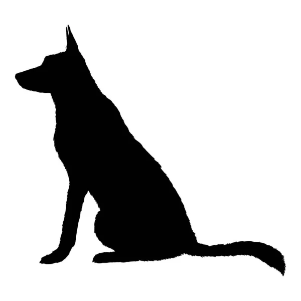 Vector Silhouet Zittende Duitse Herder Dog Illustration — Stockvector