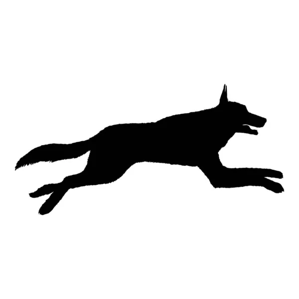 Silhouette Vectorielle Chien Berger Allemand Sautant Illustration — Image vectorielle