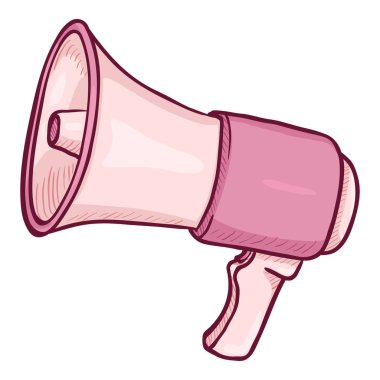 Vektör Çizgi Film İllüstrasyonu - İzole Beyaz Arkaplan Üzerine Pembe Hoparlör.