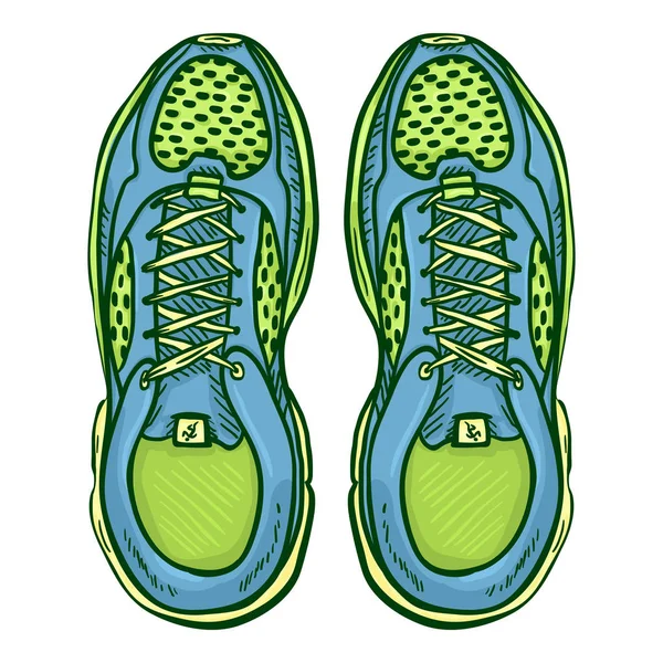 Vector Dibujos Animados Verde y Azul Zapatos para correr . — Vector de stock