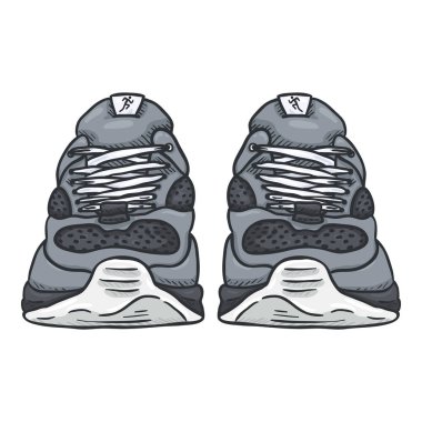 Vektör Çizgi Filmi Gri Koşu Ayakkabıları.