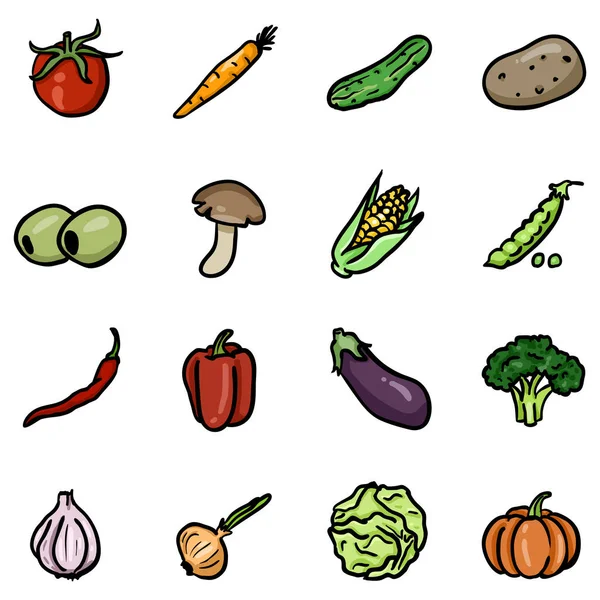 Векторный набор овощных иконок . — стоковый вектор