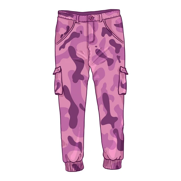 Illustration vectorielle de bande dessinée - Pantalon camouflage cargo rose — Image vectorielle
