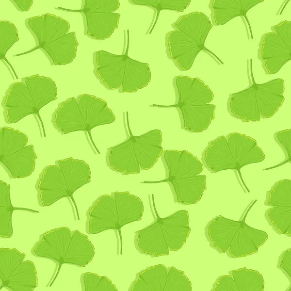 Modèle sans couture vectoriel de feuilles de Ginkgo vert — Image vectorielle