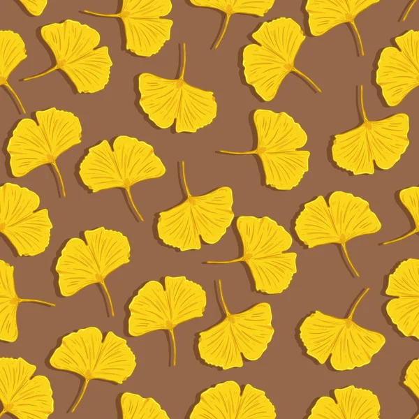 Vektor nahtloses Muster aus gelben Ginkgoblättern — Stockvektor